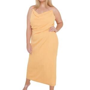 Pretty Lavish Orange Keisha Midi Dress Cowl Neck Satin Dress size 12 NEW Tags
